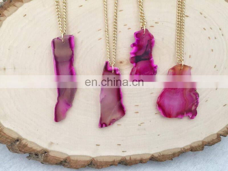 Natural Agate Stone Splice Necklaces
