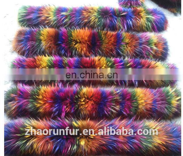 Real raccoon fur collar for garment wholesaler raccoon fur trim/piping
