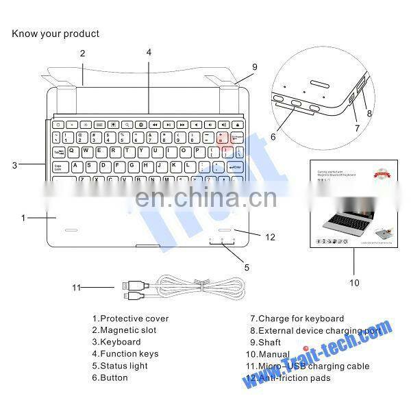 High Quality Smart Sleep and Wake Up Wireless Bluetooth 3.0 Keyboard for iPad 2/3/4/5