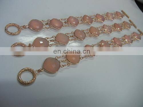 Natural Gemstone Bezel Set Four Stone Bangle/Hot sale women fashion bangle