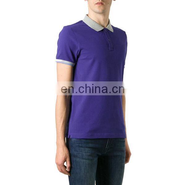 two buttons neck purple cotton mens golf polo shirts grey rib collar hot seller 2017