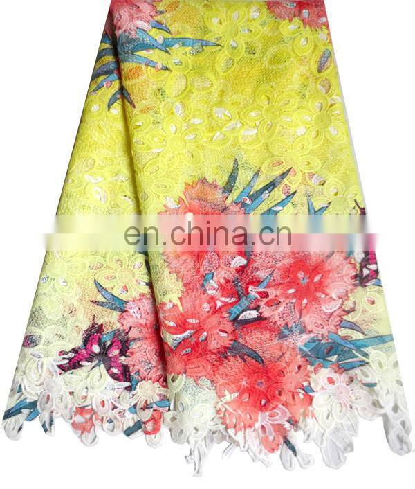 spring yellow multiple color guipure lace fabric cord lace cupion lace