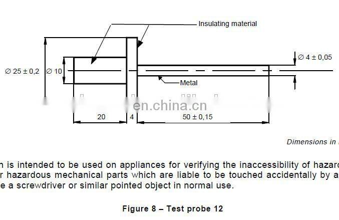 iec60335-1 handled short test pin probe