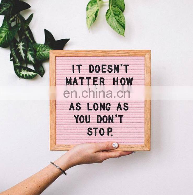 DIY Factory Wooden display changeable hexagonal custom size oak gray felt letter boards