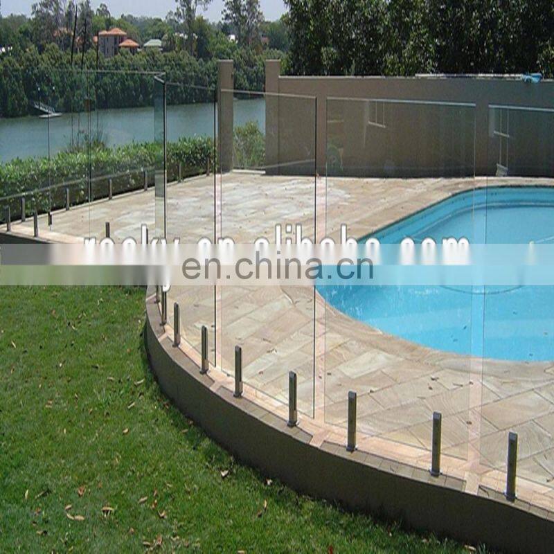 frameless glass balustrade Pool wind barrier grey or black powder coated surface aluminium profile fence laminated glass fence