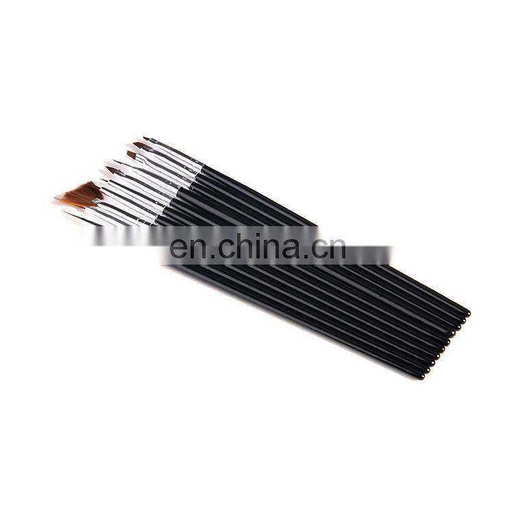 2020 Import New Design 10 Pcs Round Tail Black 100% Wooden Handle Nail Gel Brush
