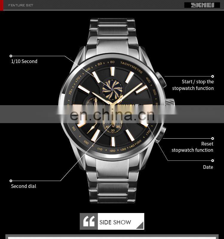 New Products SKMEI 9175 30M Waterproof Wristwatch Quartz Business Men Stainless Steel Watches