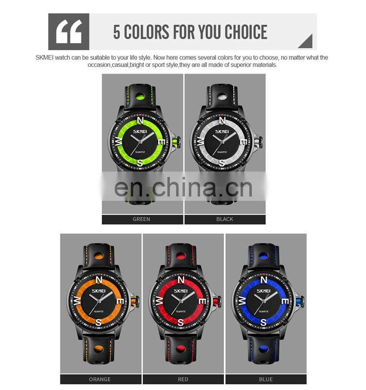 China watch wholesale Skmei 9211 genuine leather watch for men wrist watches luxury brand waterproof 3 ATM