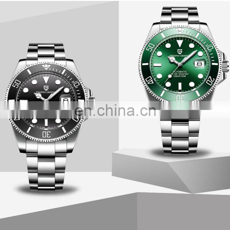 Pagani Design 1639 High quality men stainless steel watches analog custom logo water resistant automatic mechanical watch