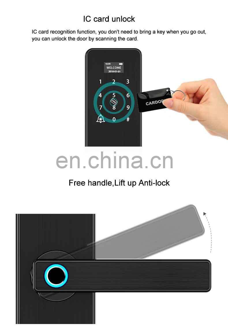 High Security Fingerprint Open Smart Door Lock With Automatic Alarms for wooden door anti - theft door