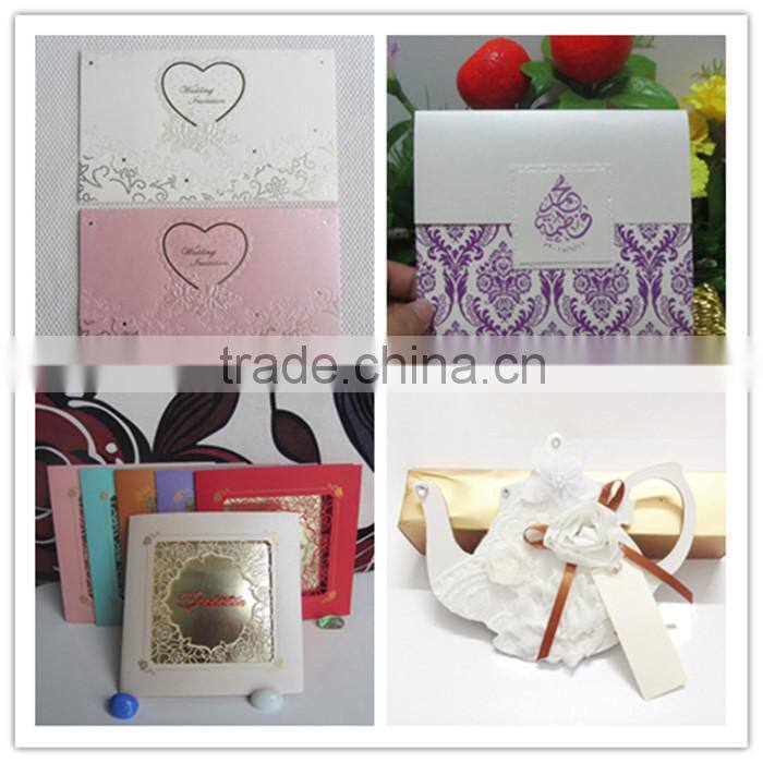 New 2016 Novelty Emboss Love Design Wood Wedding Invitation Cards