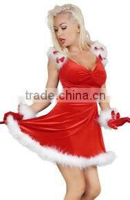 2015 hot seller top quality Velvet sexy ladies red christmas lingerie set sexy christmas bra sets