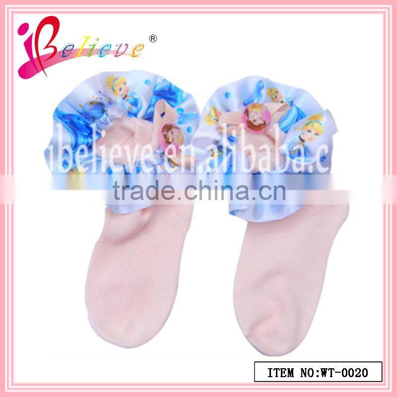 Delicate floral ribbon bow decoration factory bulk wholesale socks for cute baby (WT-0017)