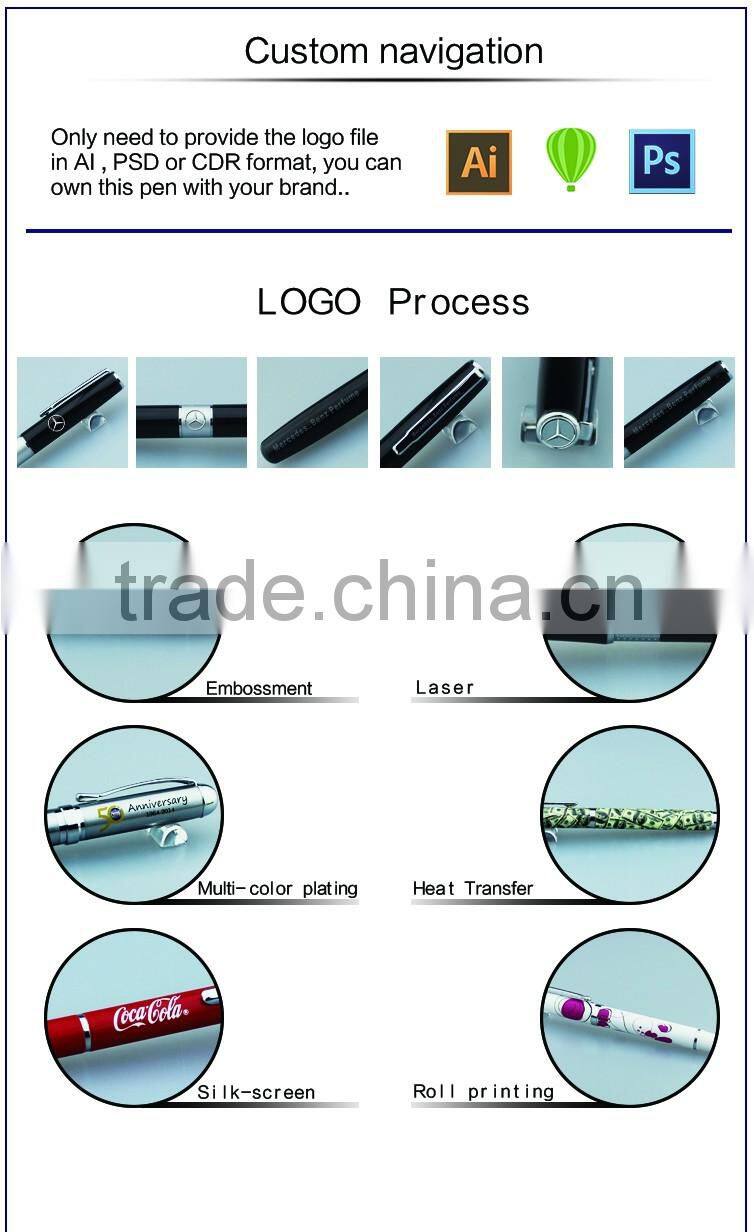 Diamond head black metal ball pen roller pen for promotional stationary