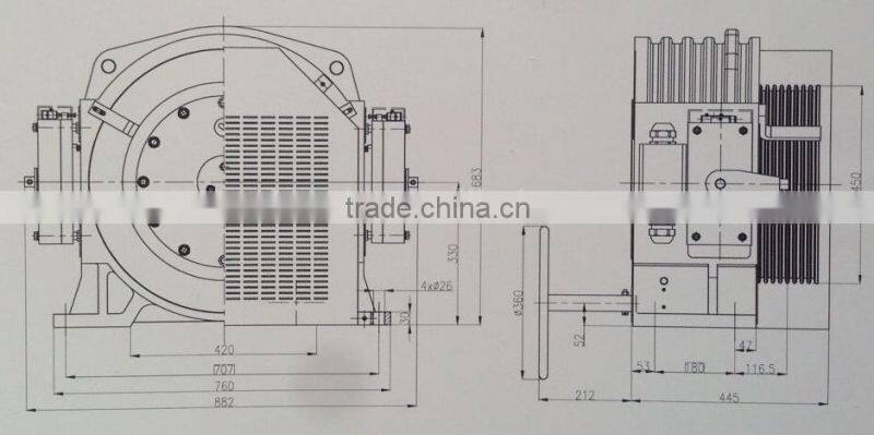 Elevator Gearless Traction Machine BD-MY05B, Lift Motor