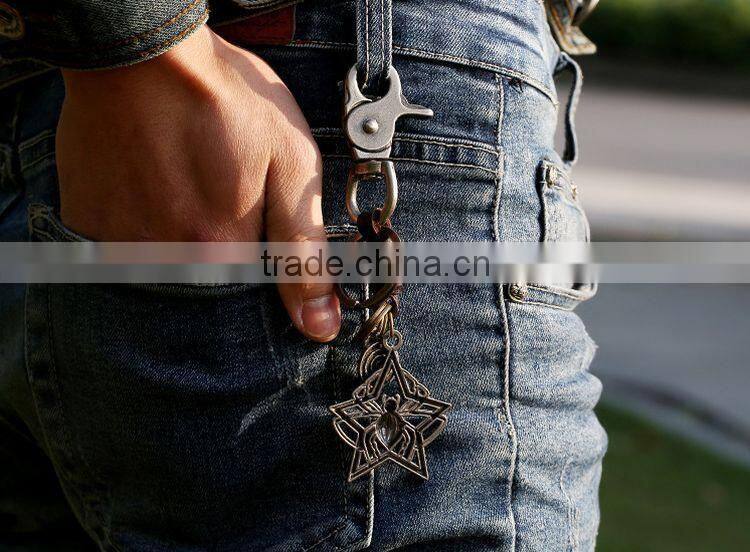 Sale-large Cicada Keyring Big Ring Star Vintage Scarab Beetle keychain with Lobster Clasp