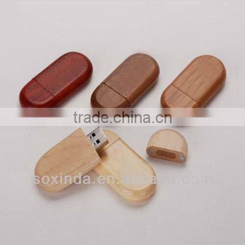 OEM Souvenir Gifts Swivel wooden flash drive usb with own logo