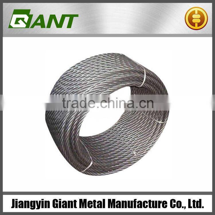 6x7+IWRC ungalvanized steel wire rope for elevator price