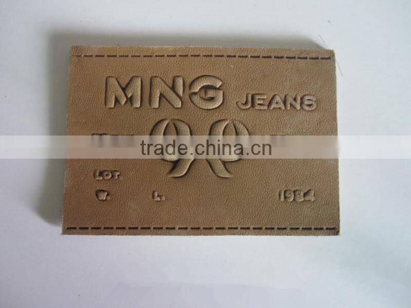 Custom debossed ,embossed leather patch for jeans