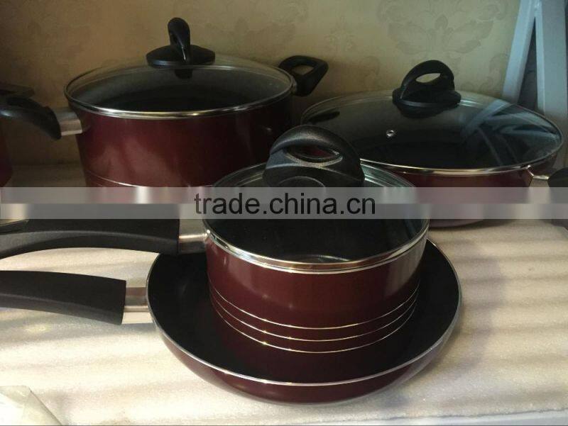 Quality Non-stick Red Caldero with Class lid and Bakelite Handle