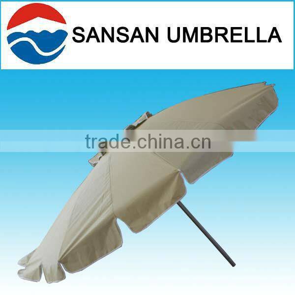 240CM wholesale Oxford fabric light-yellow fibre glass with tilt and lace beach sun umbrella
