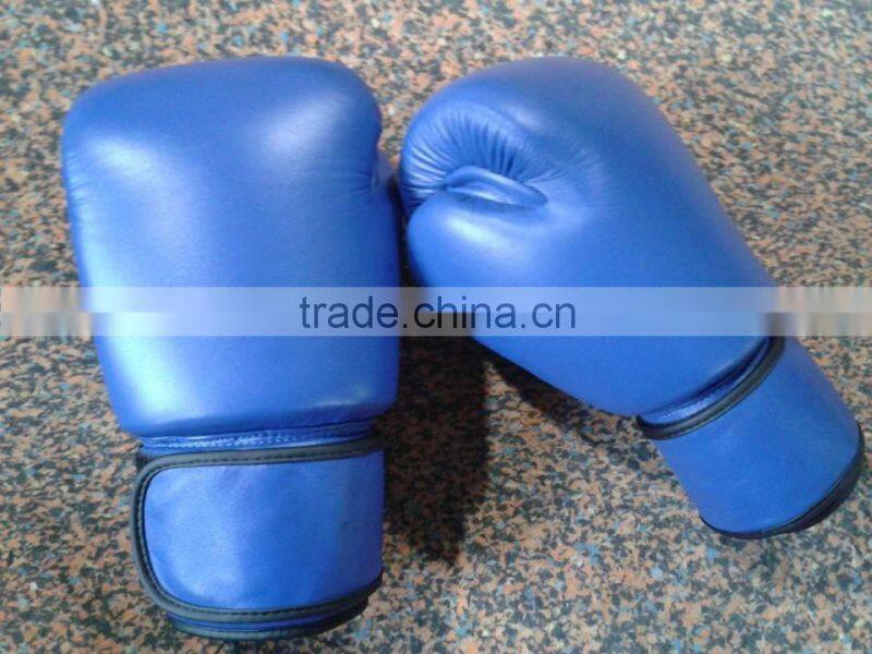 Professional Style Blue PU leather Boxing Training Gloves