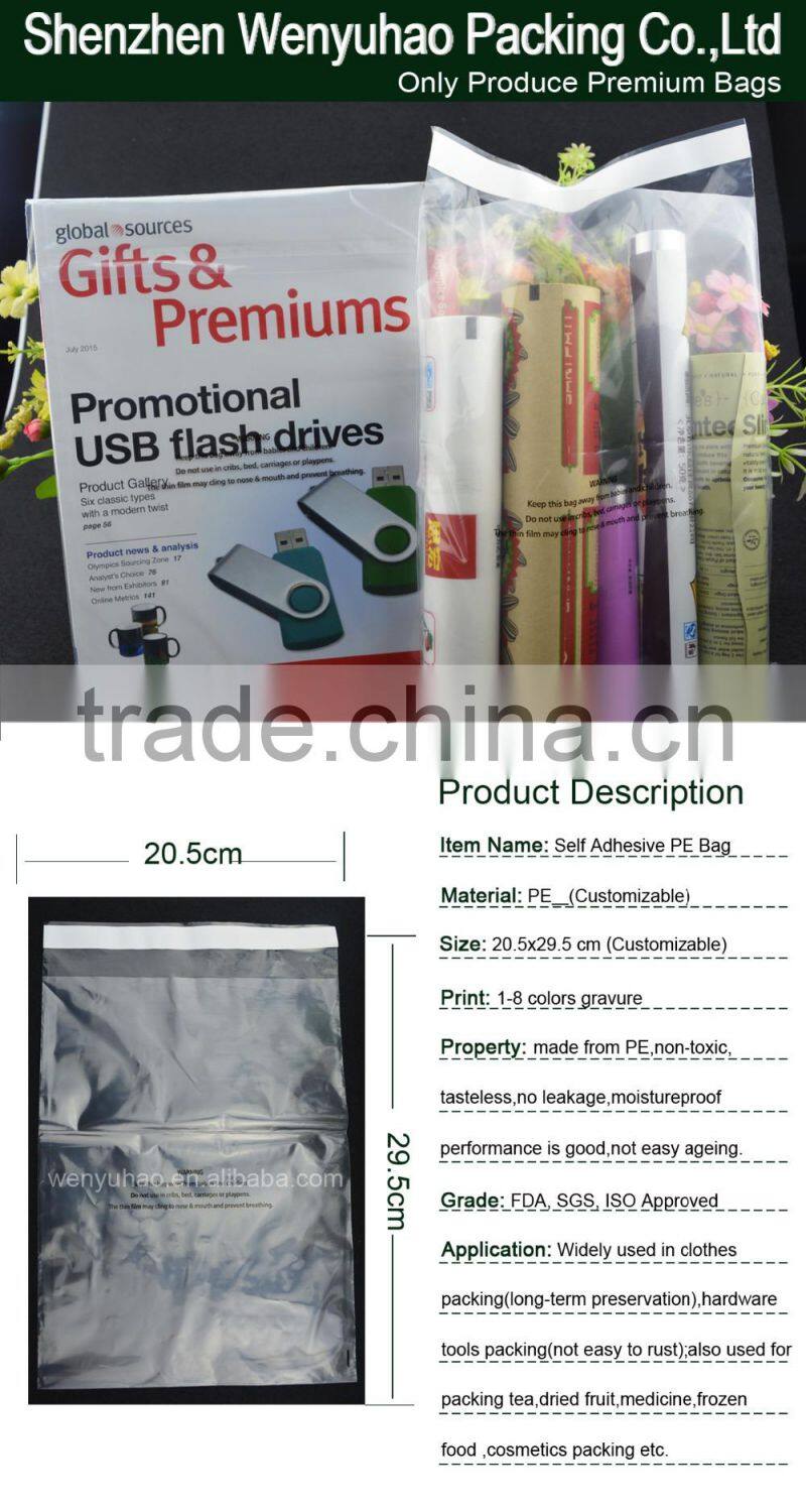 self adhesive sealed plastic bag , Resealable plastic clear bags