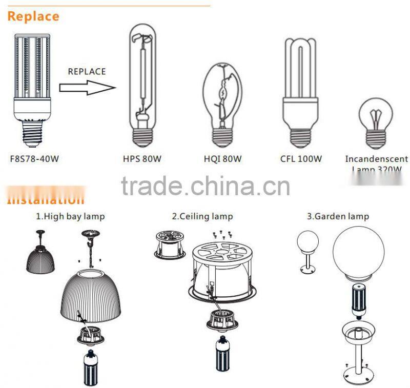 3000k Ra>80 e27 corn smd led bulb 40w equivalent