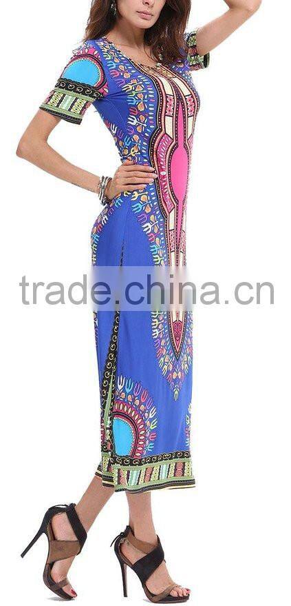 Oem service China supplier ladies dress/fashion design women dashiki dress/africa printed long dress
