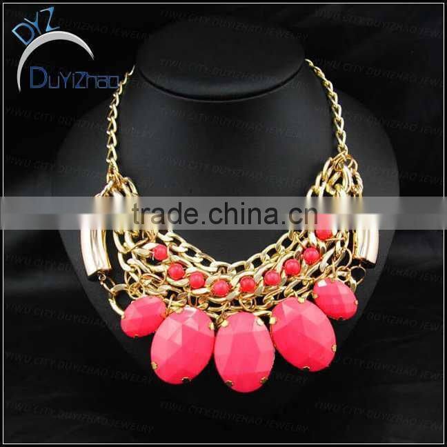 wholesale alloy women handmade gemstone bead necklace