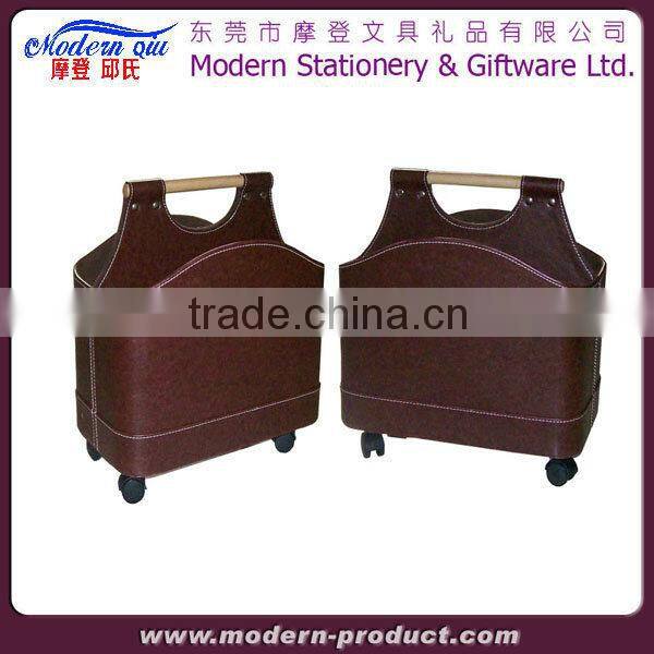 Household leather storage basket