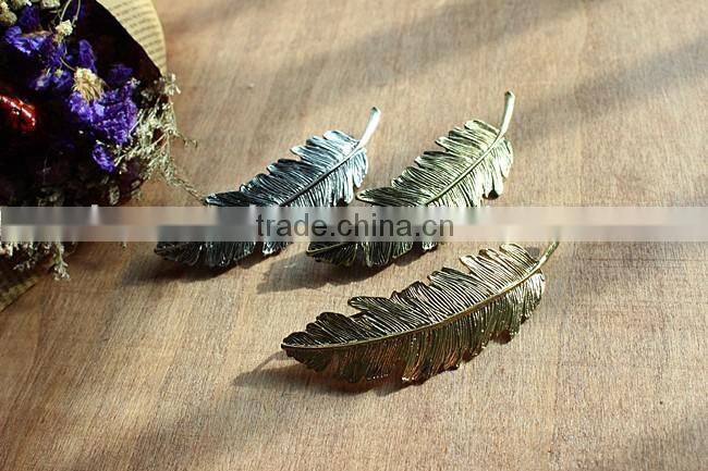 Fashion golden leaves Metal Clip For Women,Greece's women feather spring clip metal hair accessories
