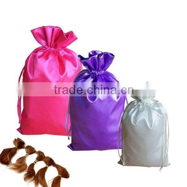 Hot sale custom satin hair extensions packaging bags for wig