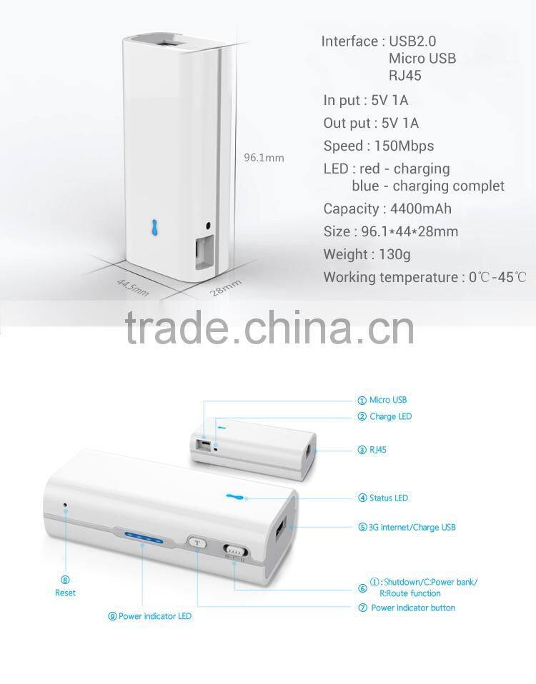 Multi-function portable 3g wifi router with power bank
