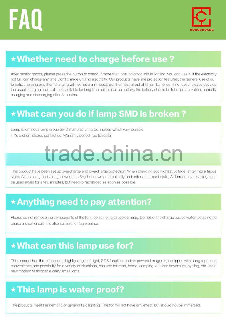 5200mA battery powered led rechargeable hand camping lamp