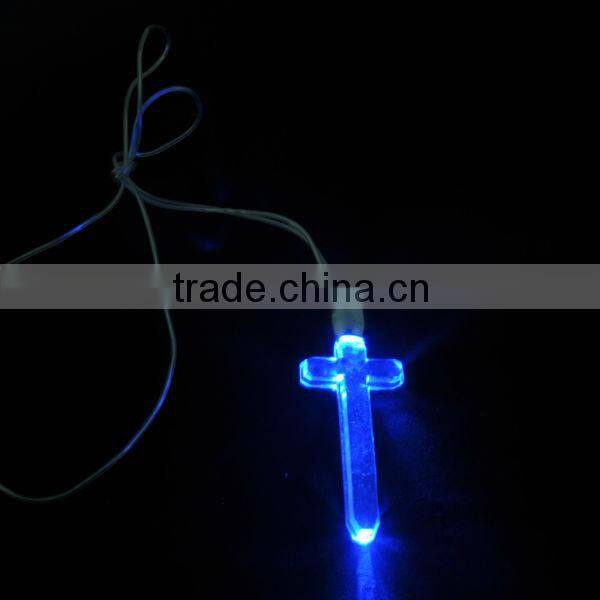 Led Flashing Cross Shaped Necklace Pendant