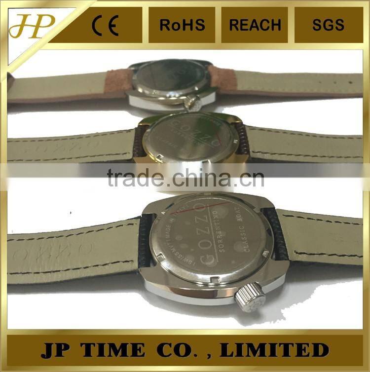 fancy big crown on 3.8 hour high quality swiss movt quartz watch stainless steel back