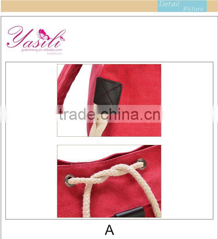 2014 multiple color red round canvas economy drawstring rucksack, cheap drawstring rucksack backpack in Guangzhou