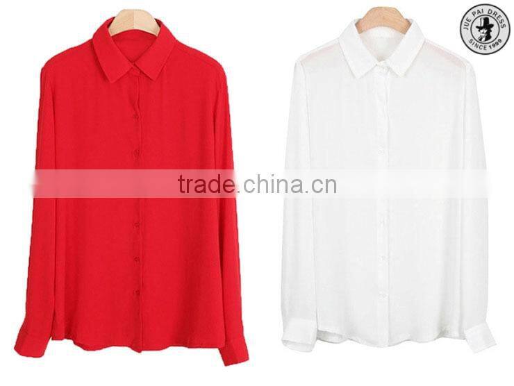 Beautiful Bright Chiffon Silk Proffessional Office Lady Blusas