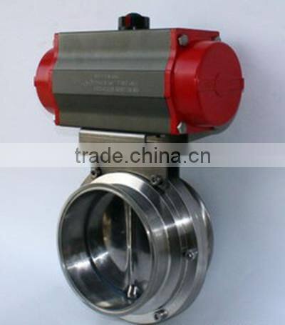 Stainless steel sanitary pneumatic thread butterfly valve