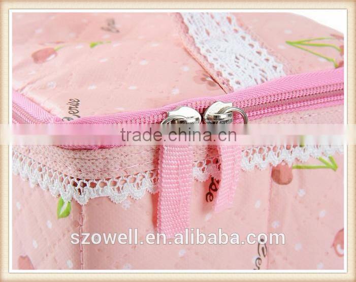 Hot cosmetic cases promotional bag lovely pink cherry big cosmetic case for lady