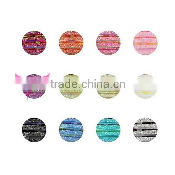 New arrival 12 colors round 3D nail decoration with glitter powder
