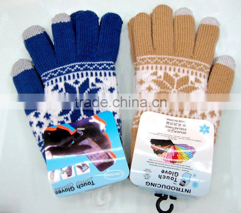 jacquard touch screen glove winter warm hand gloves