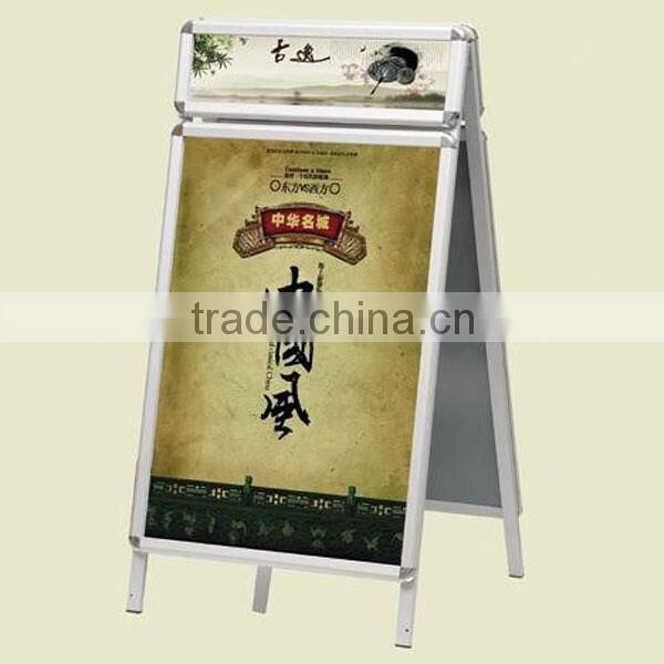 Double Sided Aluminum Poster Display Stands with Header, Pavement Sign Stands