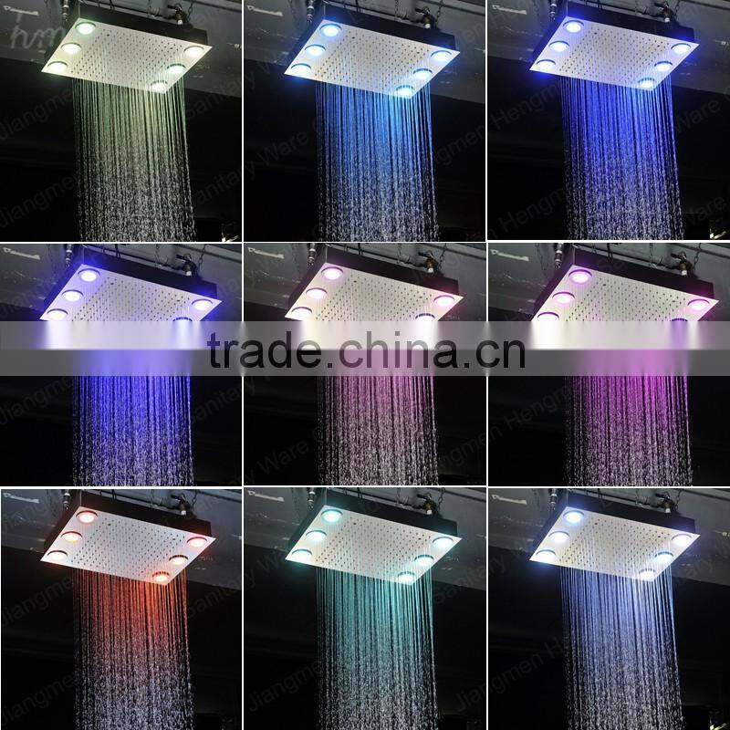 led rain shower head square shower massage jets remote color changing bath accessories stainless steel rainfall head shower