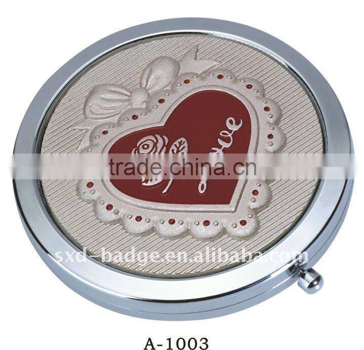 high quality fancy metal alloy flexible round one side No Foldable diamante personalized pocket mirror/cosmetic mirror