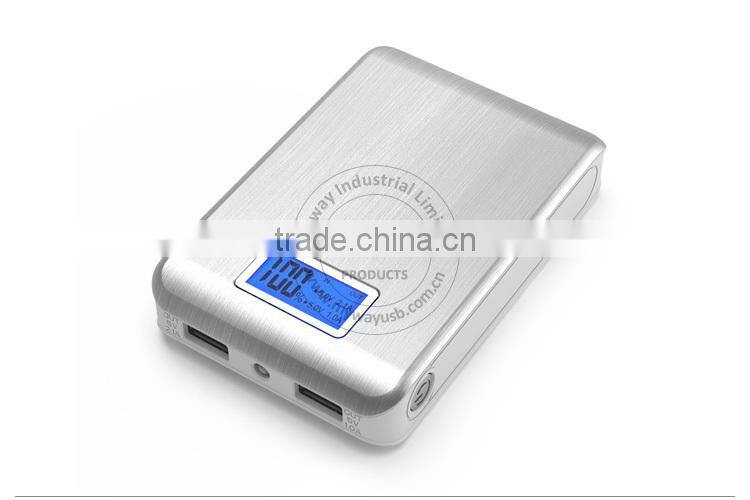 alibaba gold supply LED portable battery charger cell phone charger power bank with dual output