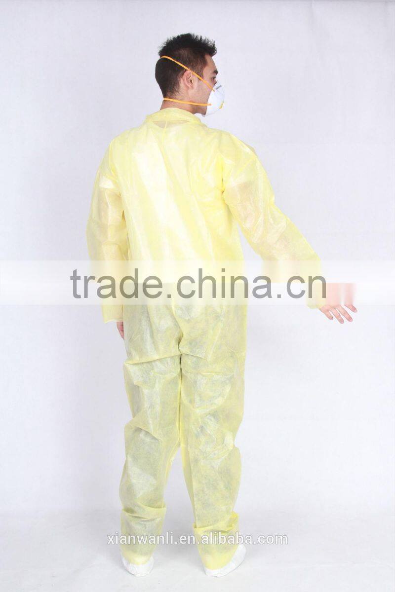 Yellow PP+PE Lamination Waterproof Coverall