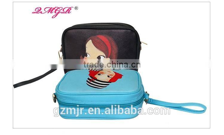 Fashion Cute Cartoon Girls PU cosmetic bags with zipper