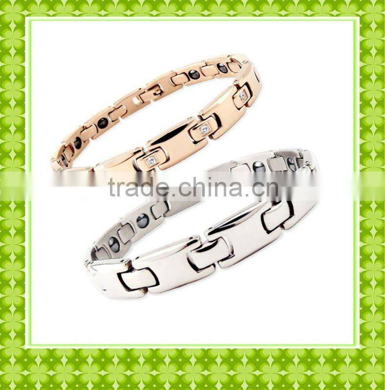 gold and white pure titanium diamond lovers popular bracelet